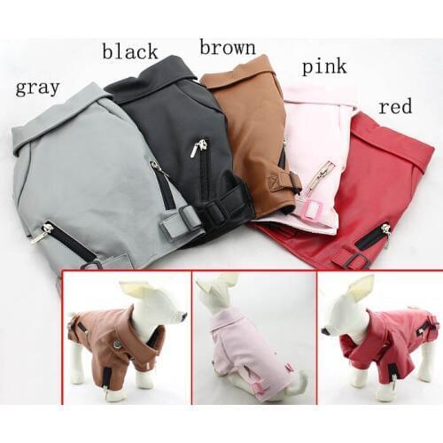 Pet Basic dog winter clothes warm monochrome jacket leather jacket puppy clothing