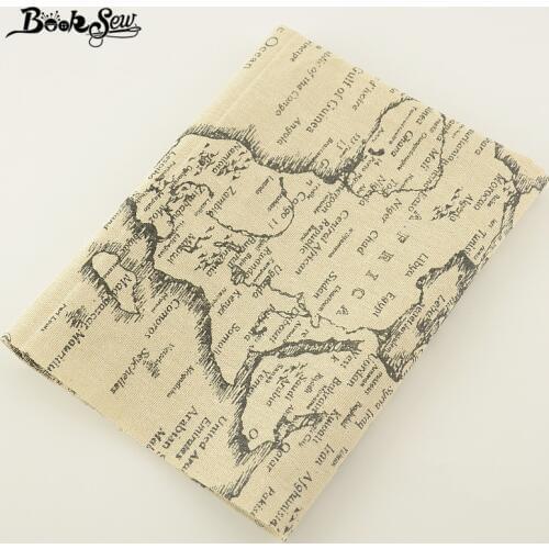 Booksew Home Textile Map of the Word Design Cotton Linen Fabric Sewing Tissu Tablecloth Pillow Bag Curtain Cushion Zakka CM
