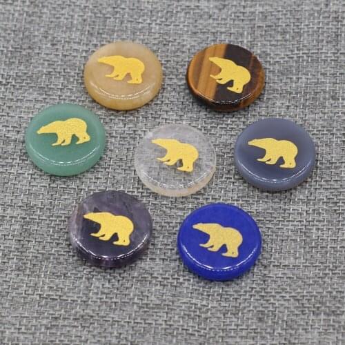 7Pcs Natural Stone Loose Beads Semi-Precious Printed Beer For Jewelry Making DIY Necklace Bracelet Accessory