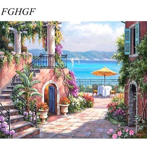 FGHGF Frameless Autumn Landscape DIY Painting By Numbers Kits Drawing Painting By Numbers Acrylic Paint On Canvas