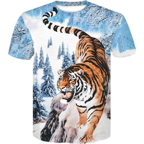 Tiger T Shirt Men 3d prined 2019 New T-Shirt Short Sleeve O-Neck Fashion Hip Hop Summer Tops Tees Casual 3D Wolf Male shirt