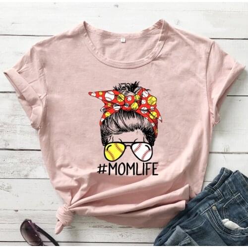 Colored Mom Life Softball Baseball Glasses T-shirt Aesthetic Mothers Day Gift Tshirt Cute Women Graphic Game Day Top Tee Shirt