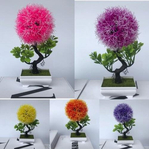 Artificial Flower Potted Spring Grass Snapdragon Ball Plastic Green Plant Small Tree Bonsai Flower Decoration Ornaments