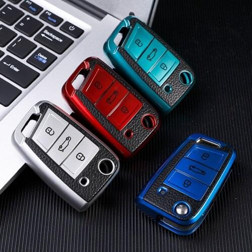 Carbon TPU Car Key Cover Remote For Volkswagen VW Golf 7 mk7 Seat Ibiza Leon FR 2 Altea Aztec For Skoda Octavia Protection Cover