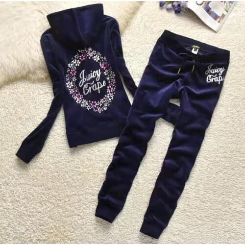 Casual Hooded Tracksuit Women High Waist Pink Zipper Drawstring Pants & hoodies Two Piece Sets Ensemble Jogging Femme Soft Velet