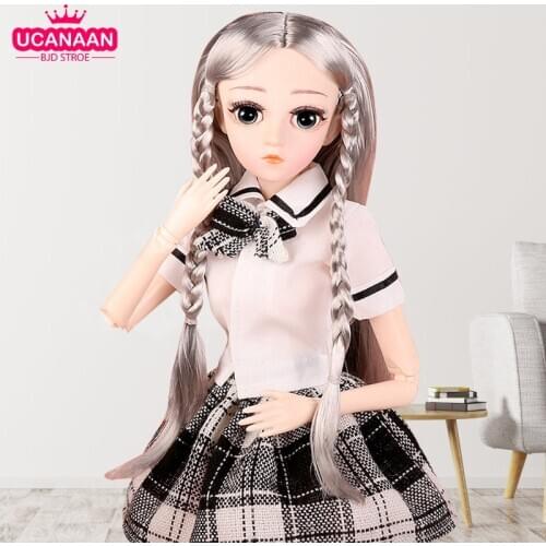 UCanaan BJD Doll 1/4 SD 18 Ball Jointed 45 CM Dolls with Clothes Outfit Shoes Wig Hair Makeup Best Gift for Girls