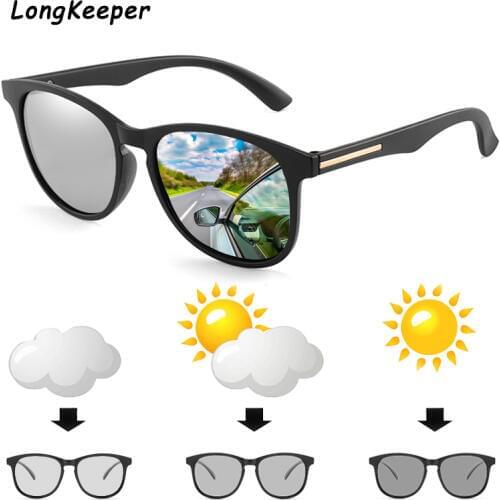 Retro Square Photochromic Sunglasses Driving Men Polarized Chameleon Change Color Glasses for Women Sport Fashion Sun Glasses