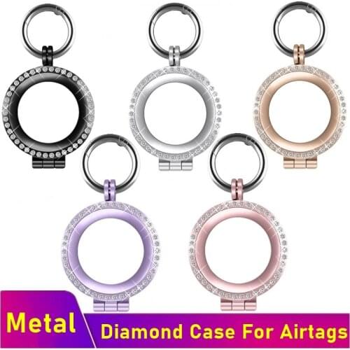 For Apple Airtags Metal Diamonds Protective Sleeve For Apple Locator Tracker Anti-lost Device Keychain Protective Sleeve