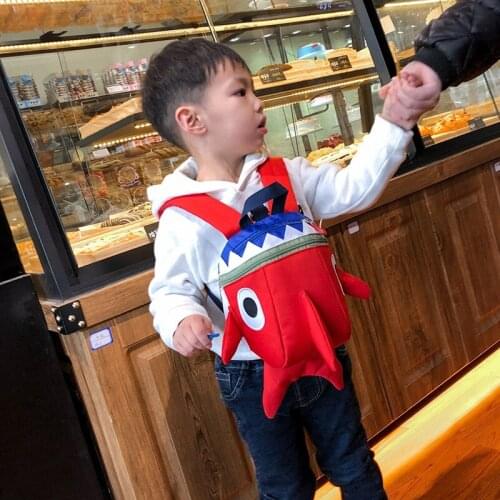 Cute kindergarten schoolbag, child safety belt, anti-lost backpack, cartoon shark backpack, walking bag, strap bag