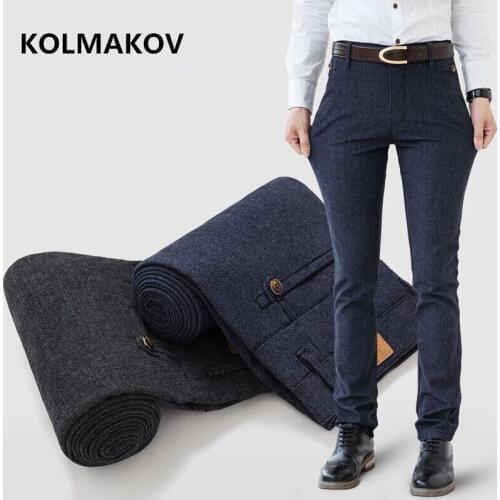 2019 autumn Mens Smart Casual Pants Mens Business Pants Slim Fit fashion classic Long Trousers thick Men Straight Mans Pants