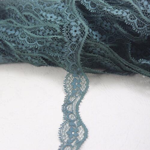 Non-Elastic non-Stretch Lace trim sewing accessories 78 yards 21mm width Dark green color