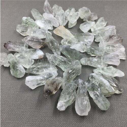 Raw Freeform Green Clear crystal Point beads,mix Green Quartz spike beads for jewelry MY1178