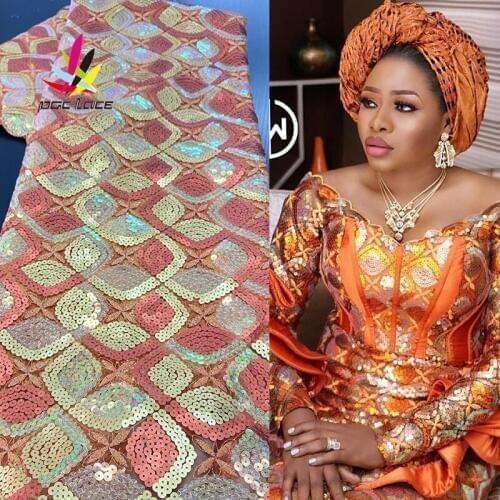 Latest African Lace Fabric 2019 High Quality Organza French Sequence Net Laces With Sequins Embroidery Tulle Lace For Dresses