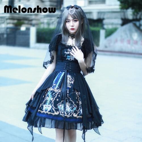 Melonshow Gothic Lolita Dress Plus Size Black Women Harajuku Street Fashion Lace Cute Victorian Princess Dress Punk Short Sleeve