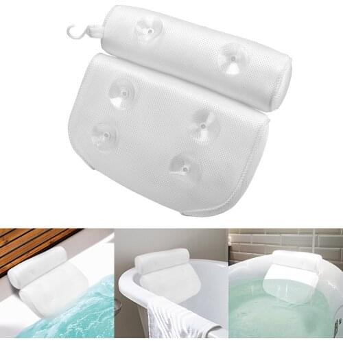 Spa Bath Pillow 3D Mesh Breathable Bathroom Supply Bathtub Head Rest Pillow for Neck and Back Support With Suction Cups
