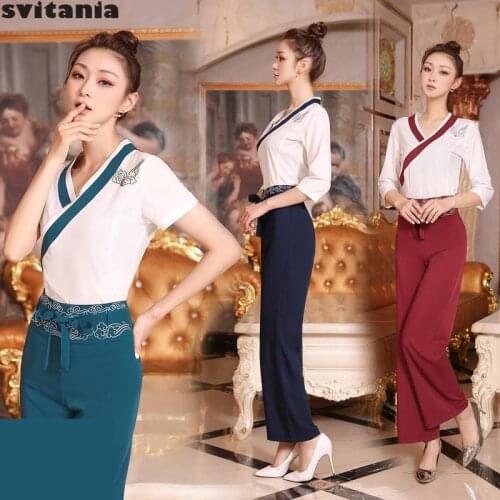 Beauty Salon Work Clothes half Sleeve Health Foot Pants Suit Waiter Uniform Clothing Hairdresser