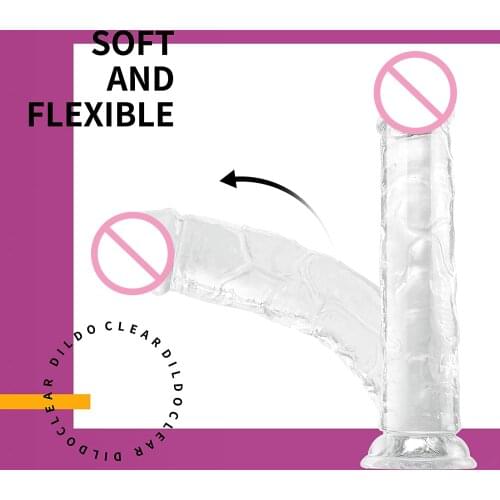 Realistic Dildo G Spot Dong Stimulator 7 Inch Clear Dildo with Strong Suction Cup Base Adult Sex Toy for Women Strap on Dildo