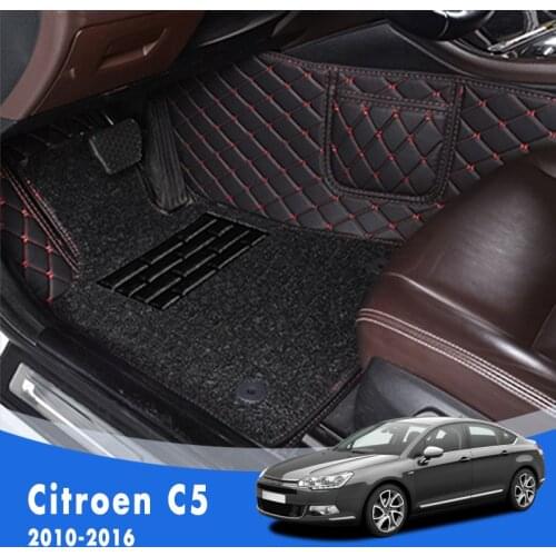 For Citroen C5 2016 2015 2014 2013 2012 2011 2010 Luxury Double Layer Wire Loop Car Floor Mats Carpets Auto Interior Covers