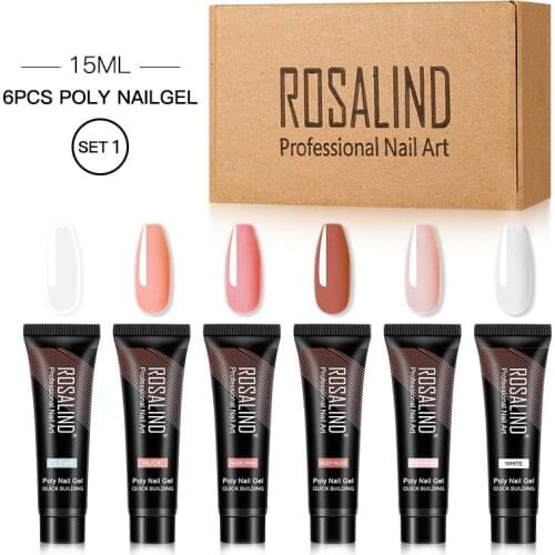 ROSALIND Gel Polish Set 6PCS/Kit 15ml Extension Nails Art Design Semi Permanent UV Gel Polish All For Manicure Poly Nail Gel Kit