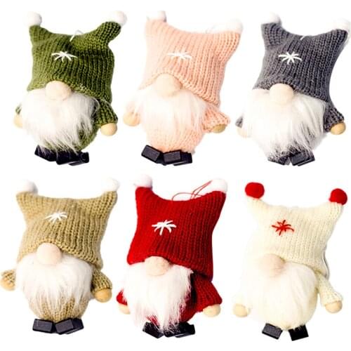 6pcs Christmas Hanging Wool Ornament Doll Without Face Pendant Home Decoration Party Supplies (Random Color)