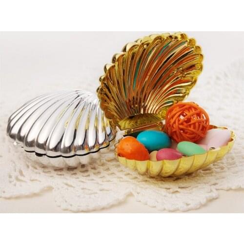 Stamping Gold Silver Shell Candy Box Mermaid Party Decor Girl Favor Box Under The Sea Party Birthday Party Decor