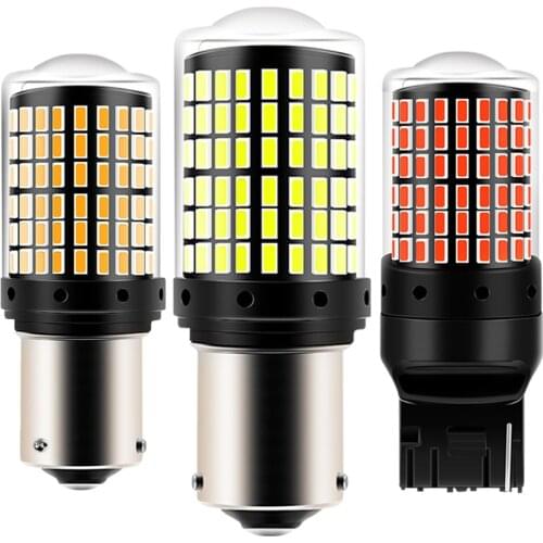 1Pcs 1156 Ba15s T20 LED P21W W21W PY21W LED Canbus Bulbs No Hyper Flash lights Auto Car Turn Signal Parking lights 3014 144 smd