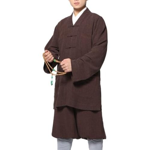 UNISEX linen&cotton Buddhist shaolin monk kung fu clothing zen lay meditation suits costumes buddha uniforms yellow/red/coffee