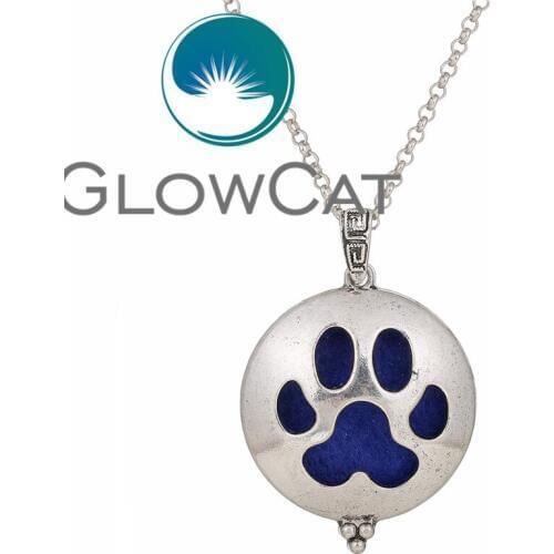 V1270 Dog Paw Prints Aroma Diffuser Elephant Open Antique Lockets Pendant Perfume Essential Oil Aromatherapy Locket Necklace