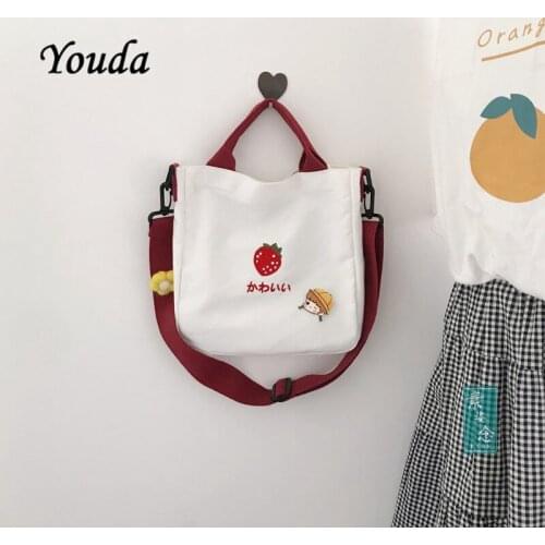 Youda Cute Sweet Bag For Women New Crossbody Bag Women Shoulder Bag Embroidery Handbags Messenger Bag for Girl Canvas Bag