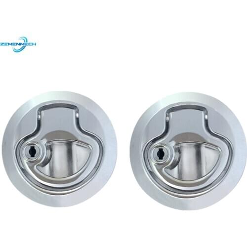2PCS Zinc Alloy Chrome Finished Flush Latch Flush Pull Latches Slam Lift Handle Deck Boat Accessories Marine Hardware Kayak