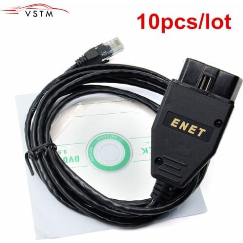 10pcs/lot Car Diagnostic Cable ENET(Ethernet to OBD) Interface Cable For B-M-W E-SYS ICOM Coding Data Cable For B-M-W F-series