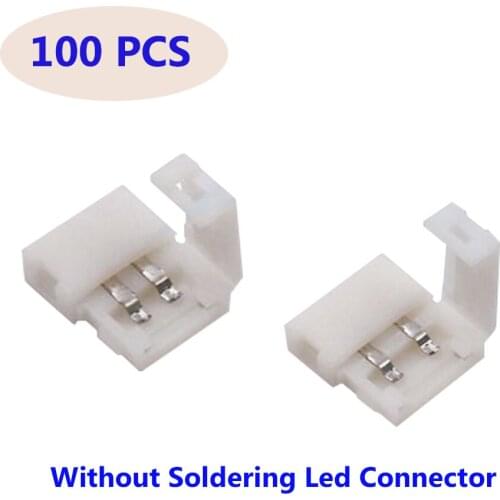 100PCS Free Soldering LED Connector 2PIN Corner connector for 10mm 3528 2835 LED Strip Light RGB RGBW RGBWW