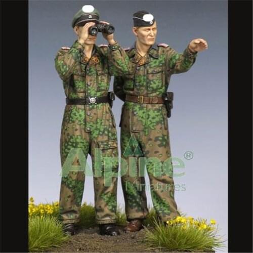 2pcs Armored Vehicle Soldiers Resin Figure 1/35 Scale Model Kit Assembly Models Kit Resin Colorless Self-Assembled Toy NO.187