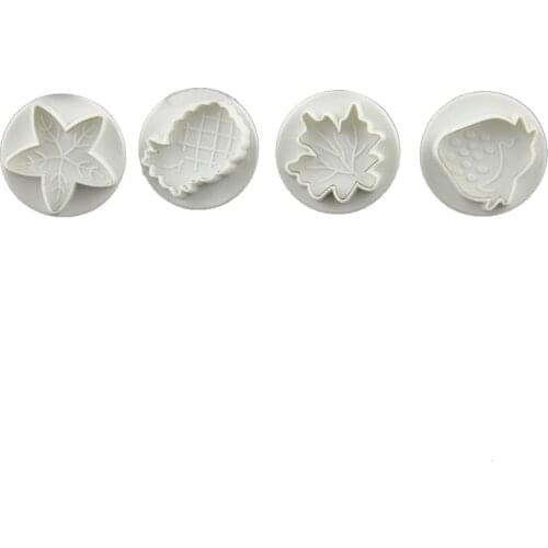 4pcs/Set Leaf Strawberry Plastic Fondant Cake Mold Cookie Stamps Cake Decorating Baking Tools