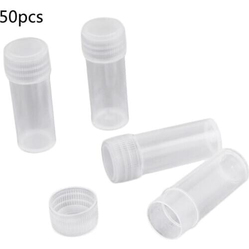 50 Pcs 5ml Plastic Sample Bottle Small Barrel Test Tube Vials Storage Container
