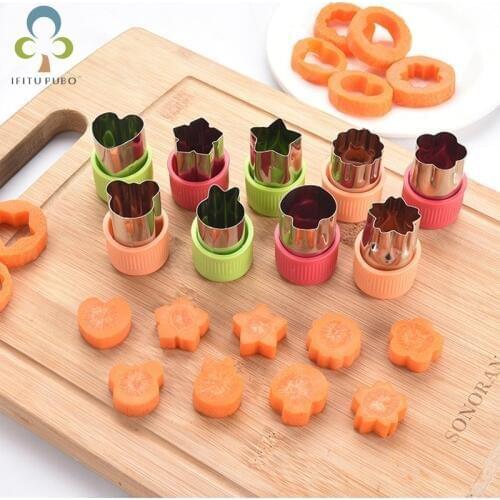 8/9 Pcs Vegetable cutter shapes Set fruit and Cookie Stamps Mold cookie cutter Decorative Food for kids baking ZXH