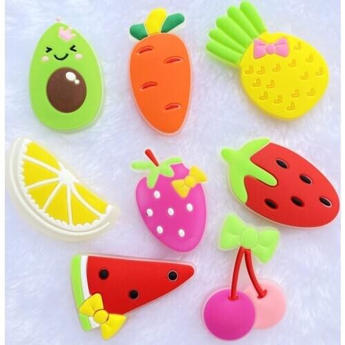 8pcs cute PVC Mixed Luminous fruit flexible glue Flat back DIY Scrapbook Embellishment Phone Craft Decoration D93A