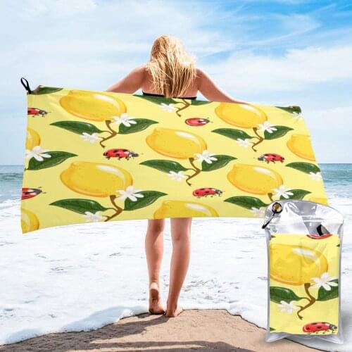 Bathing Towel Lemons Flowers And Ladybug Bath Wearable Towel Dress Fast Drying Beach Spa Magical Nightwear Sleeping