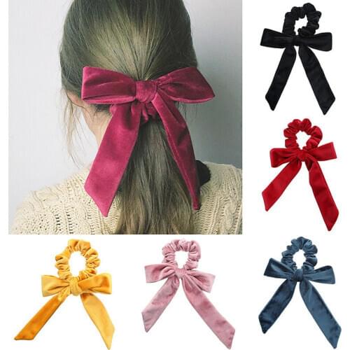 Velvet Scrunchies Elastic Hair Band Bow Hair Ropes Hair Ties Hiarband Female