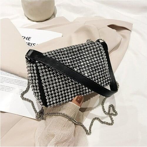 Bling Diamonds Handbags Women Designer New Rhinestone Bag Leather Shoulder Bag Hand Bag Casual Crossbody Bag Purses 2021