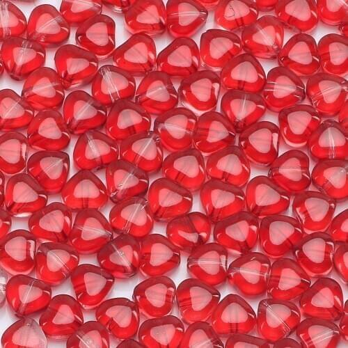 40pcs Red Transparent Hear Czech Glass Beads for Jewelry Making DIY Earrings Bracelets Accessories Loose Glaze Glass Beads 6x6mm