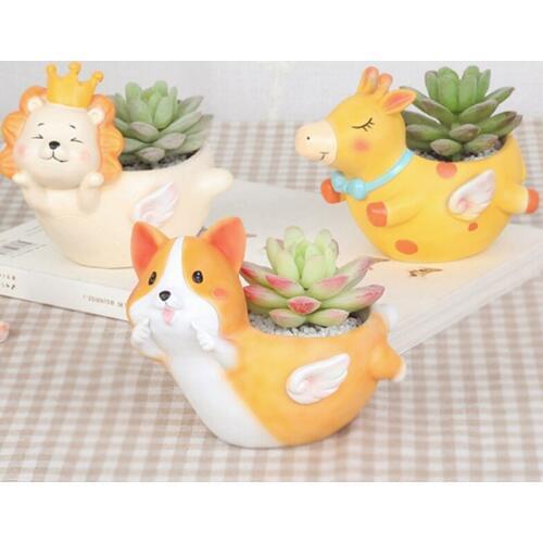 Flower Pots Planters Holder Plants Flower Pot Cute Cartoon Animal Shape Pot Kids Gift Desktop Decoration