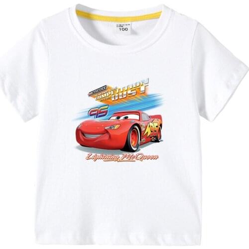 Disney Cartoon Films Cars Kids T-Shirt Children Anime Figure Lightning McQueen Print Short Sleeve Shirts Boy Girl Clothes Tops