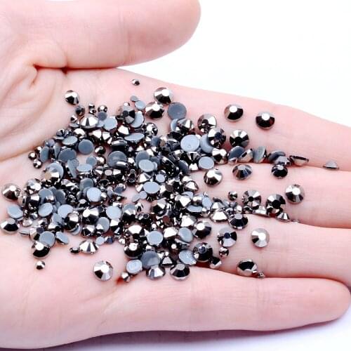 Hematite Crystal Hotfix Rhinestones For Nail ss6-ss30 And Mixed Glue Backing Iron On Glass Diamond DIY Jewelry Making Decoration