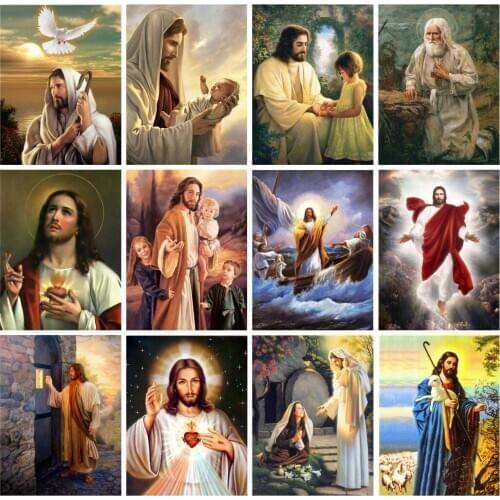 Huacan 5d DIY Diamond Painting Full Square Jesus Diamond Embroidery Mosaic Religion Handicraft Wall Art