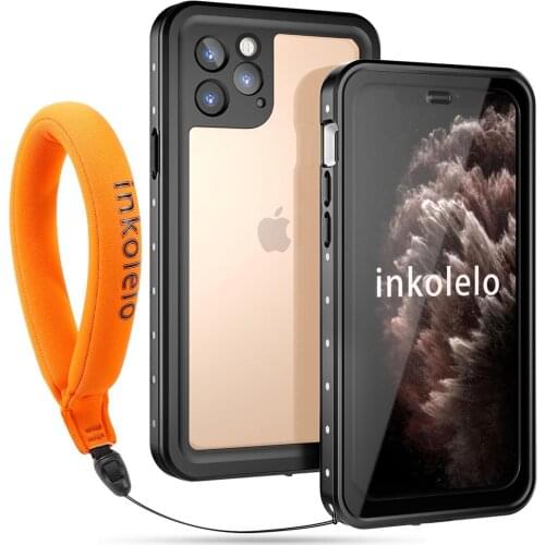 Inkolelo iPhone 11 Pro Waterproof Case Built-in Screen IP68 Full Sealed Shockproof Cover for Summer Swimming Diving Black