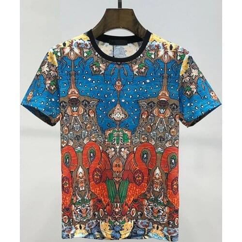 Grade Clothing Fabric Mens Youth Popular Novel Cartoon Printing T-Shirt Summer Wild Craftsmanship Brand Anti-Pilling