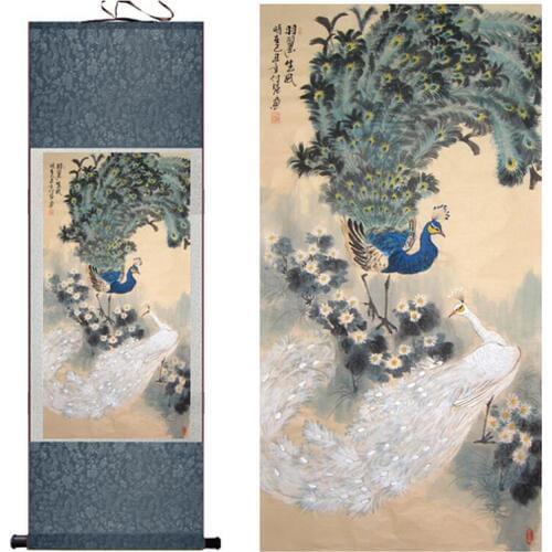 Peacock art painting Chinese Art Painting Home Office Decoration Chinese painting peahen paintingsPrinted painting