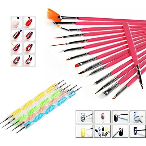 20Pcs/Set Nail Art Brush Painting Drawing Pen Acrylic UV Gel Nail Polish Brush DIY Manicure Tools Nail Art Liner Brush Picker Do