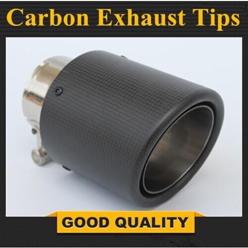 Matt 3K Carbon Rolling Edge Stainless Steel Tail Exhaust System Pipes Rear Muffler AK End Tips Car Styling Universa
